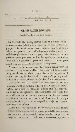 Sur les racines imaginaires.