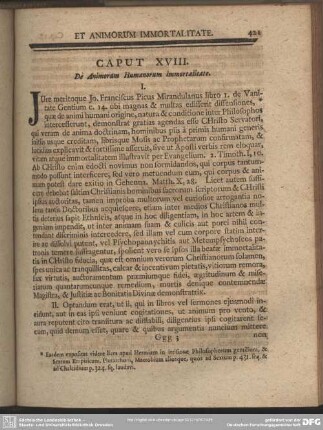 Caput XVIII. De Animoram Humanorum immortalitate