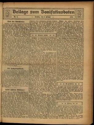 Zweite Ausgabe vom Sonntag, den 08. Februar 1925.