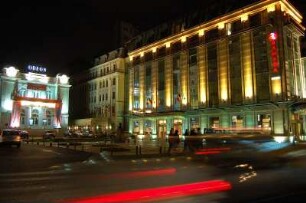 Bukarest - Abends im Zentrum : Hotel Majestic rechts und Odeo-Theater im Stadtzentrum an der Calea Victoriei Straße in Bukarest, 2007