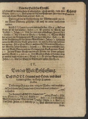IV. Von der Welt Erschaffung