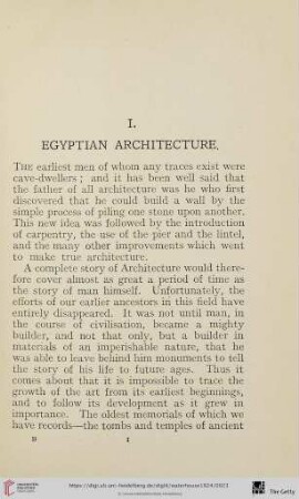 I. Egyptian Architecture