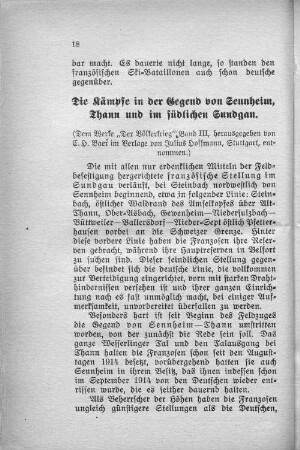 Die Kämpfe in der Gegend von Sennheim, Thann und im südlichen Sundgau.