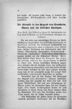 Die Kämpfe in der Gegend von Sennheim, Thann und im südlichen Sundgau.