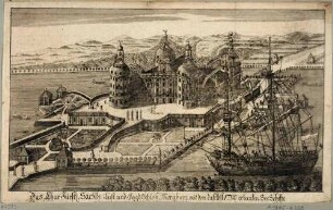 Schloss Moritzburg nach Nordosten, mit 1790 erbautem Segelschiff
