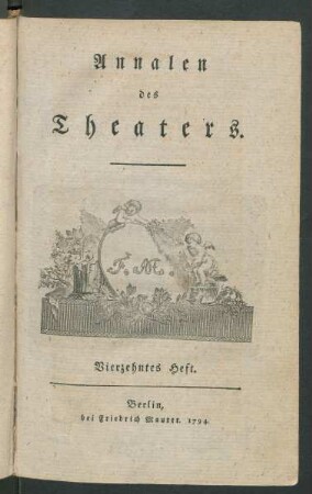 Heft 14 (1794): Annalen des Theaters