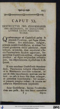 Caput XI. Instructio Pro Confessariis Pro Obtinendis, Et Exequendis Litteris Sacrae Poenitentiariae.