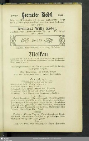 Heft 15. Mölkau, Zweinaundorf, Baalsdorf, Hirschfeld