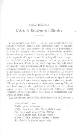 Chapitre XIV. - L' art, la religion et l' histoire