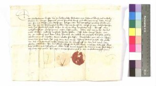 Johann, Ulrich und Wilhelm Grafen von Öttingen an Kraft von Hohenlohe: Schuld an Erpf von Ahelfingen; Siegel: Grafen von Öttingen.