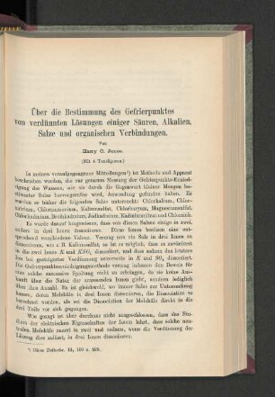Über die Bestimmung des Gefrierpunktes von verdünnten Lösungen einiger Säuren, Alkalien, Salze und organischen Verbindungen.