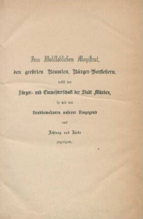 Dem wohllöblichen Magistrat, ...