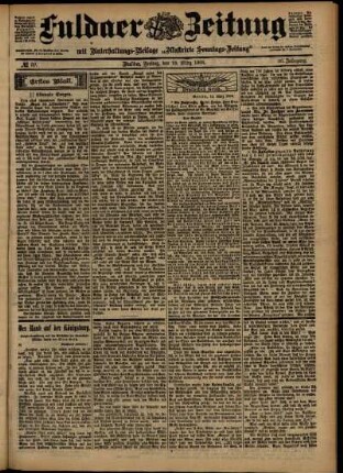 Erste Ausgabe vom Freitag, den 13. März 1903.
