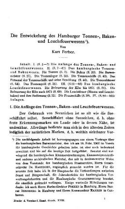 I. Die Anfänge des Tonnen-, Baken- und Leuchtfeuerwesens.