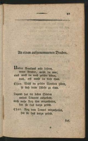 An einen aufgenommenen Bruder