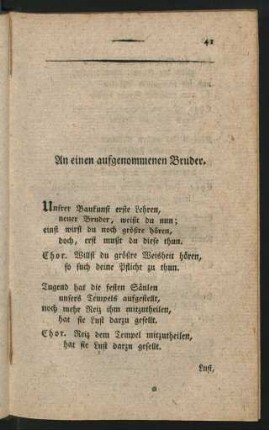 An einen aufgenommenen Bruder