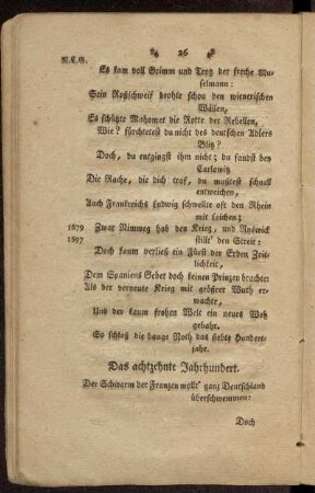 Das achtzehnte Jahrhundert.