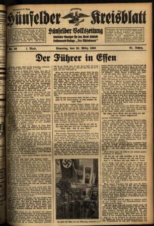Erste Ausgabe vom Samstag, den 28. März 1936.