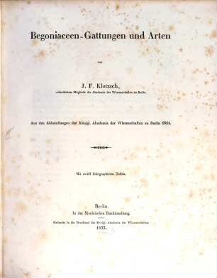 Begoniaceen-Gattungen und Arten