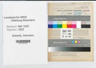 Entnazifizierung Hermann Schmitz , geb. 01.01.1896 (Sparkassenangest.)