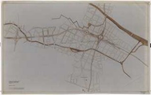 Sanierung Kreuzberg, Berlin Untersuchungen und Planungen von Werner March: Schnellstraßenkreuz im Bezirk Kreuzberg (Variante 2) 1:5000, (von Inv.nr. 39643)
