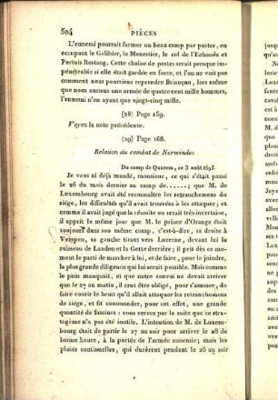 (29) Page 168. Relation du combat de Nerwinde: Du camp de Quarem, ce 3 août 1693.