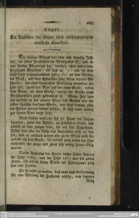 XXXVI. Ein Ausfallen der Haare ohne vorhergegangene merkliche Krankheit