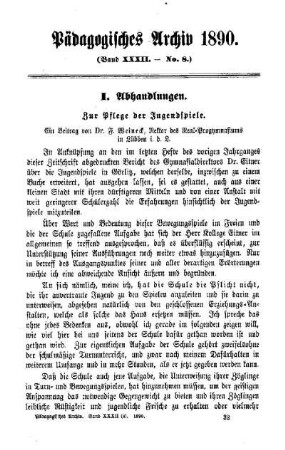 Zur Pflege der Jugendspiele