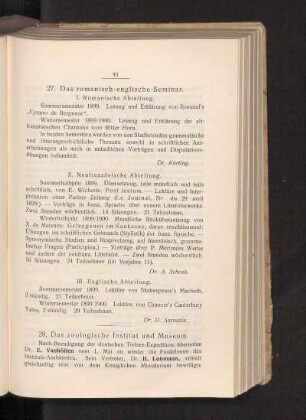 27. Das romanisch-englische Seminar.