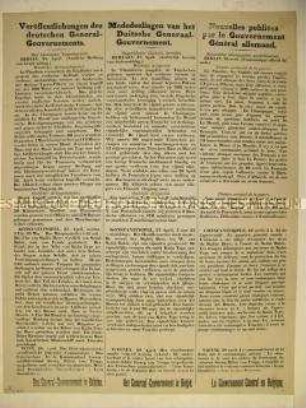 Maueranschlag zur Bekanntmachung der militärischen Lage an West- und Ostfront (dreisprachig)