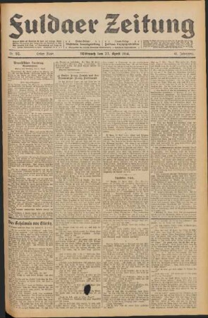 Ausgabe vom Mittwoch, den 22. April 1914.