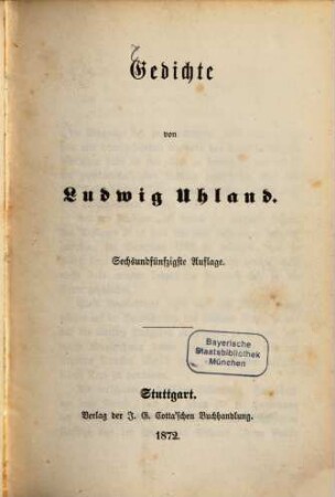 Gedichte von Ludwig Uhland
