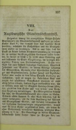 VIII. Das Augsburgische Glaubensbekenntniß