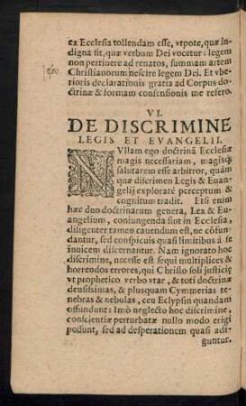 VI. De Discrimine Legis Et Evangelii.