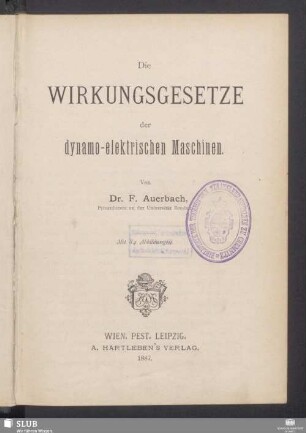 Die Wirkungsgesetze der dynamo-elektrischen Maschinen