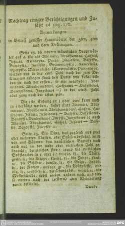 Nachtrag einiger Berichtigungen und Zusätze ad pag. 170