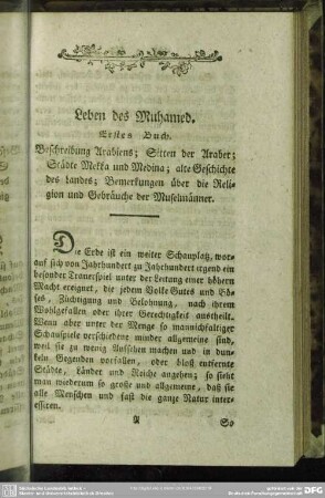Erstes Buch. Beschreibung Arabiens