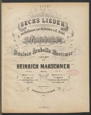 H. 1: Sechs Lieder von Hoffmann von Fallersleben u. C. Siebel