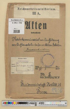 Reichskommissariat zur Ausführung von Aufbauarbeiten in den zerstörten Gebieten .- Pressenachrichten: Bd. 5