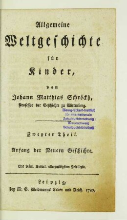 Theil 2: Anfang der Neuern Geschichte
