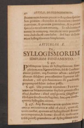 Articulus X. De Syllogismorum Simplium Fundamento.
