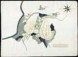 "Chorographisch und Geometrische Abbildung aller in des Hochdeutschen Ordens Herrschaft Achberg liegender accurat in Grund gelegter Dorfschaften, Weiler, Höfe, Hofstätten, Gärten, Äcker, Wiesen, Weinberg, Felder, Waldungen, Weiher, Flüße, Bäche und Appertinenten nach einer Universal- und in 13 Particular-Mappas eingeteilt, angefangen den 27. Aug[ust] 1726, vollendet den 9. Dez[ember] 1727"