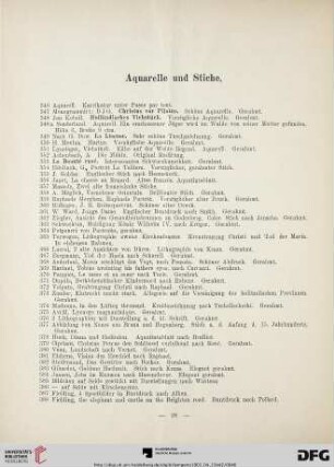 Aquarelle und Stiche (Nr. 346-414)