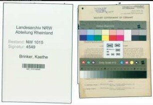 Entnazifizierung Kaethe Brinker , geb. 28.01.1902 (Einzelhaendlerin)