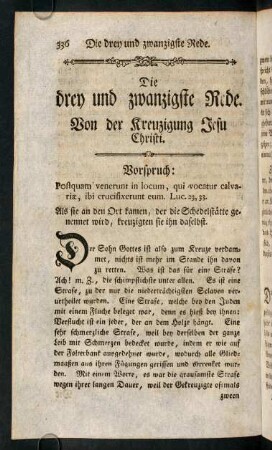 336-350, Die drey und zwanzigste Rede. Von der Kreuzigung Jesu Christi.