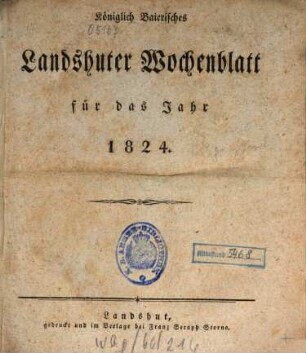 Landshuter Wochenblatt. 1824, 1824