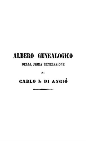 Alberto Genealogico Della Prima Generazione Di Carlo I. Di Angio