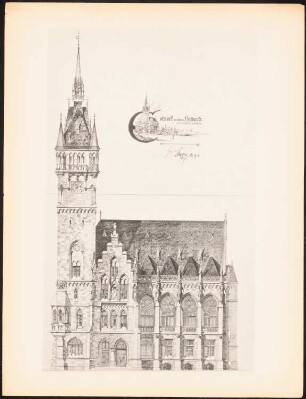 Rathaus: Perspektivische Ansicht, Ansicht (aus: Drucke von Seminararbeiten der Königlich Technischen Hochschule Berlin, Bd. I)