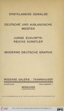 Erstklassige Gemälde deutsche und ausländische Meister. Junge zukunftsreiche Künstler