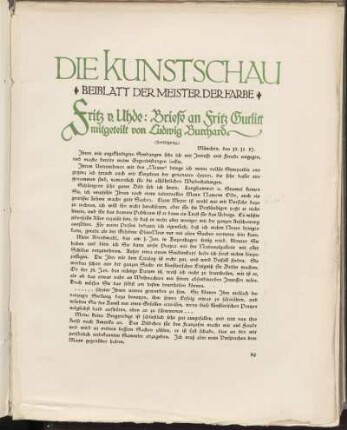 Die Kunstschau - Beiblatt der Meister der Farbe